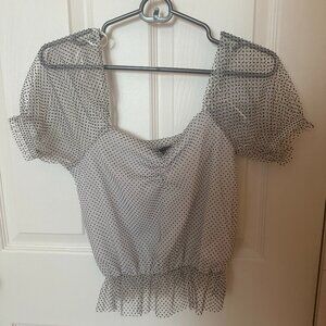 Primark black and white polka dot top/blouse, size small